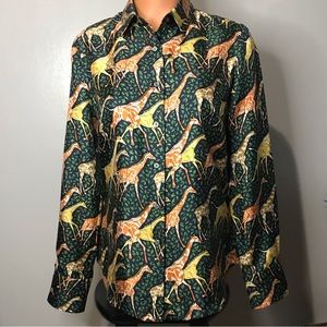 J CREW Collection Womens 4 Re-imagined Giraffe Planet Silk Blouse Shirt Top SOLD